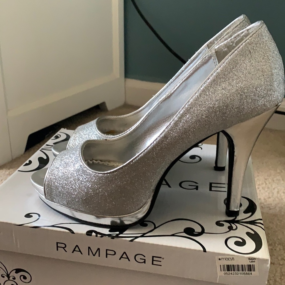 Silver glitter heels